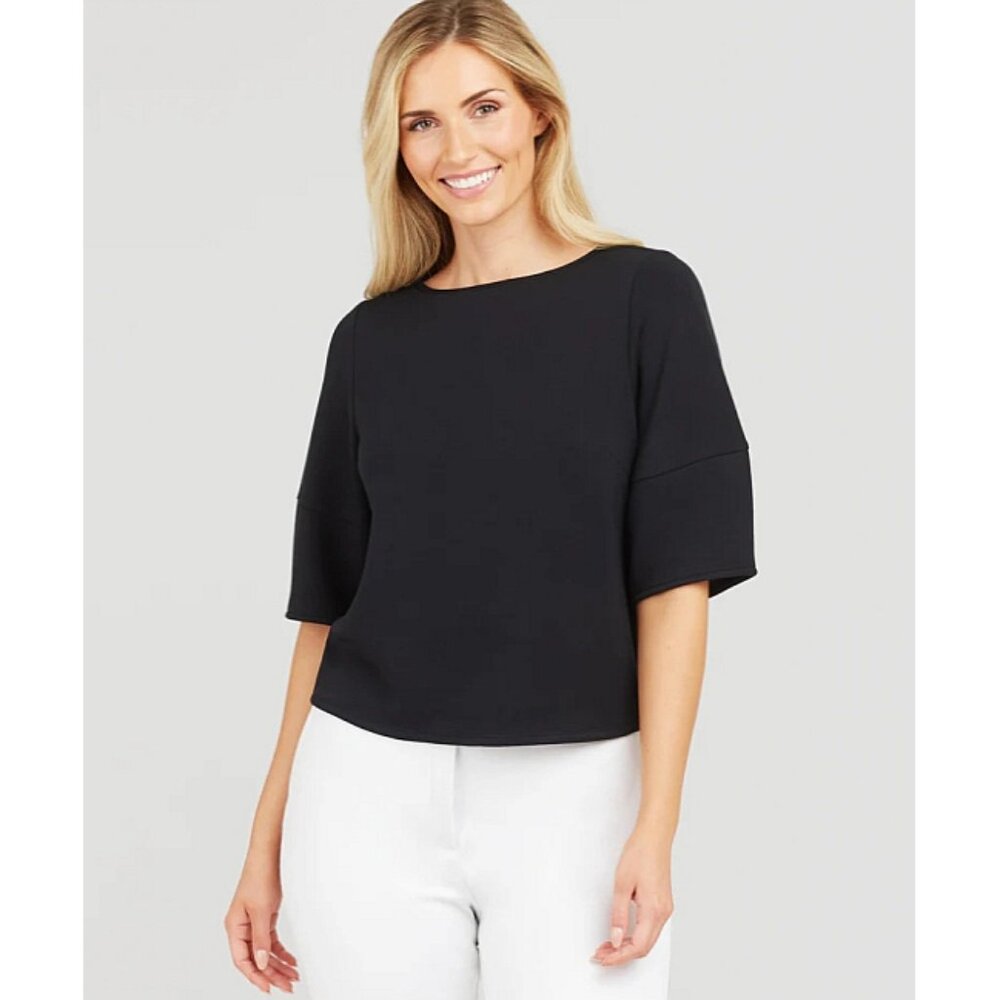 Spanx AirEssentials Puff Sleeve Desk to Dinner Elbow Sleeve Top Very Black L